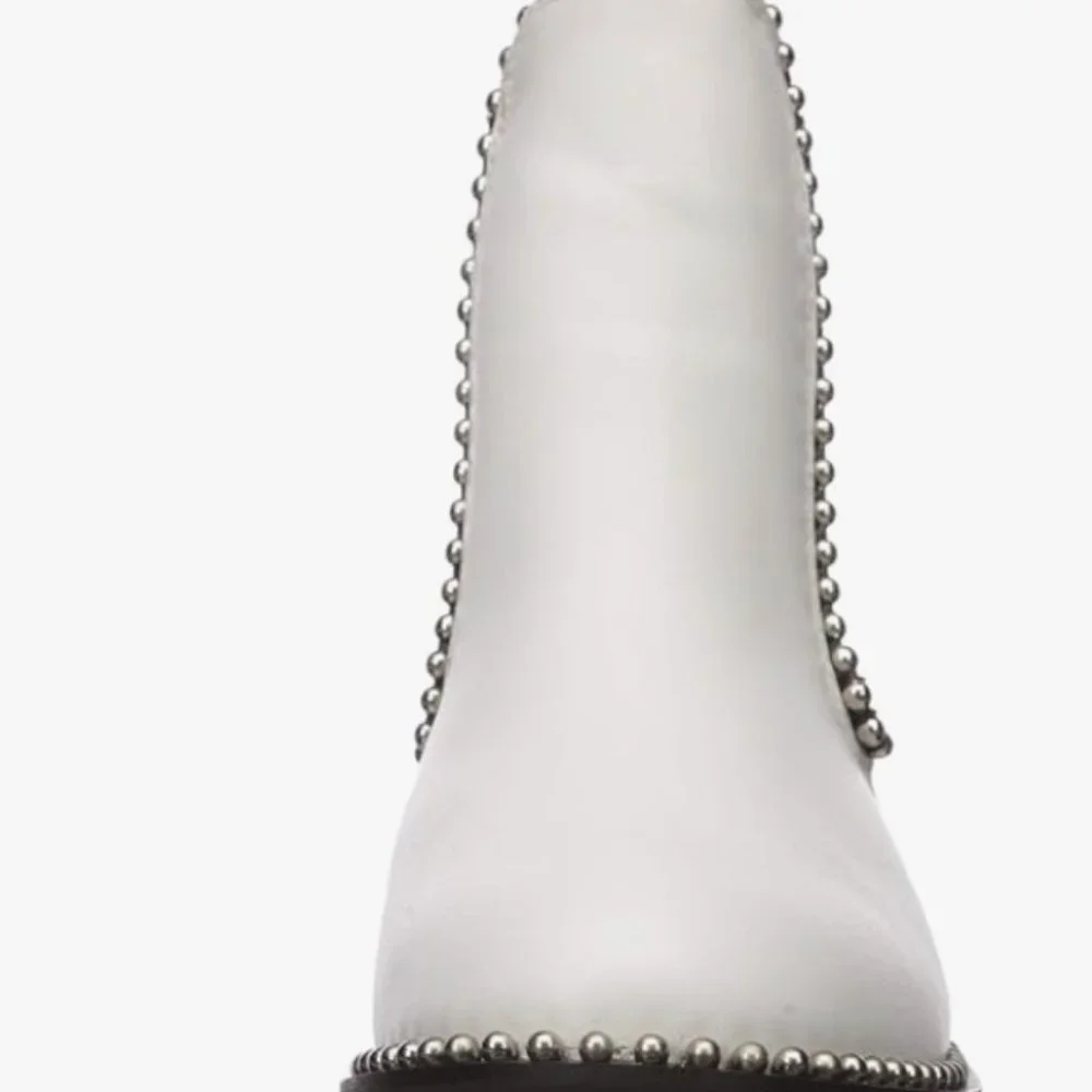 Seven Dials Shelley White Studded Chelsea Boots Size 9